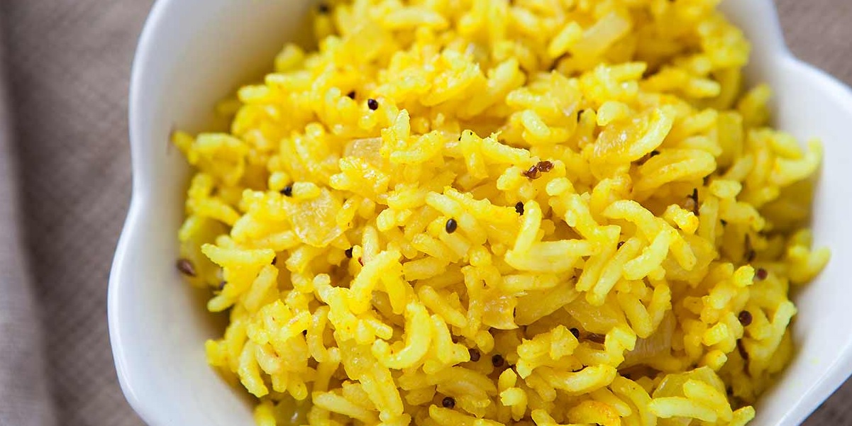 Turmeric rice seasoned with Ghee